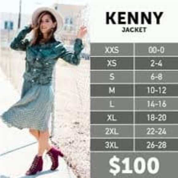 Medium Lularoe Kenny jean jacket, blue with red embroidered roses - Picture 2 of 3